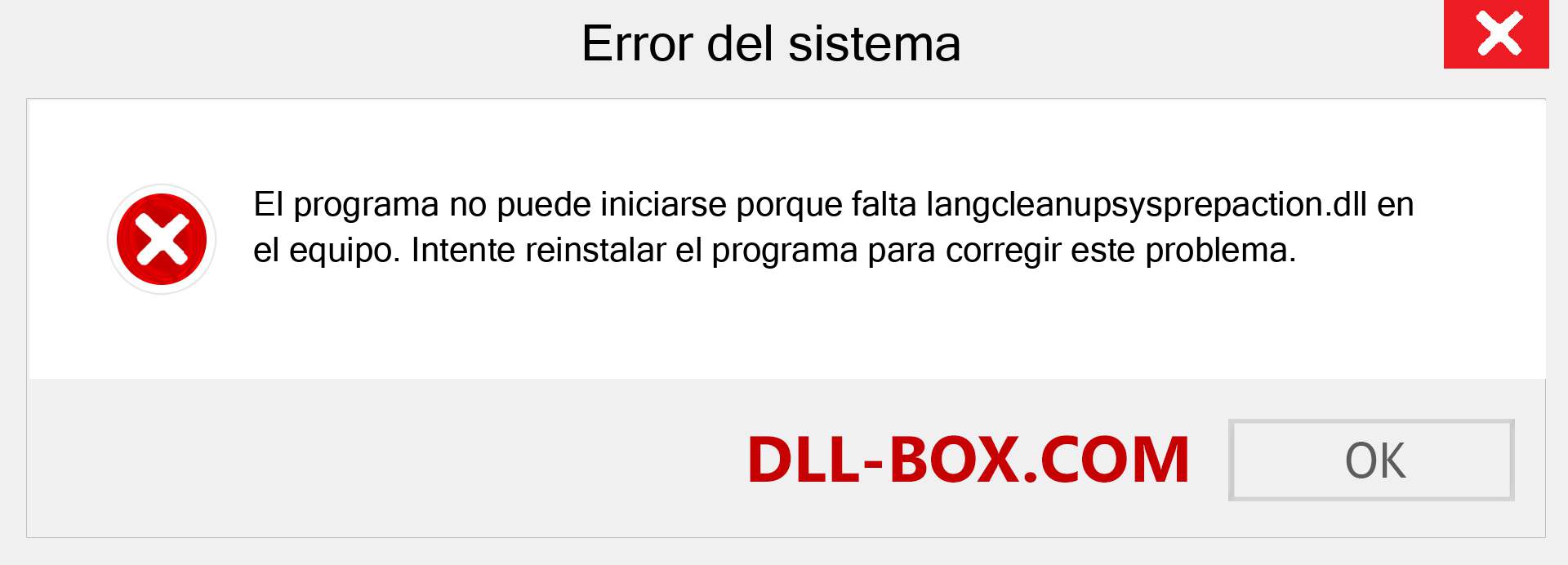 ¿Falta el archivo langcleanupsysprepaction.dll ?. Descargar para Windows 7, 8, 10 - Corregir langcleanupsysprepaction dll Missing Error en Windows, fotos, imágenes