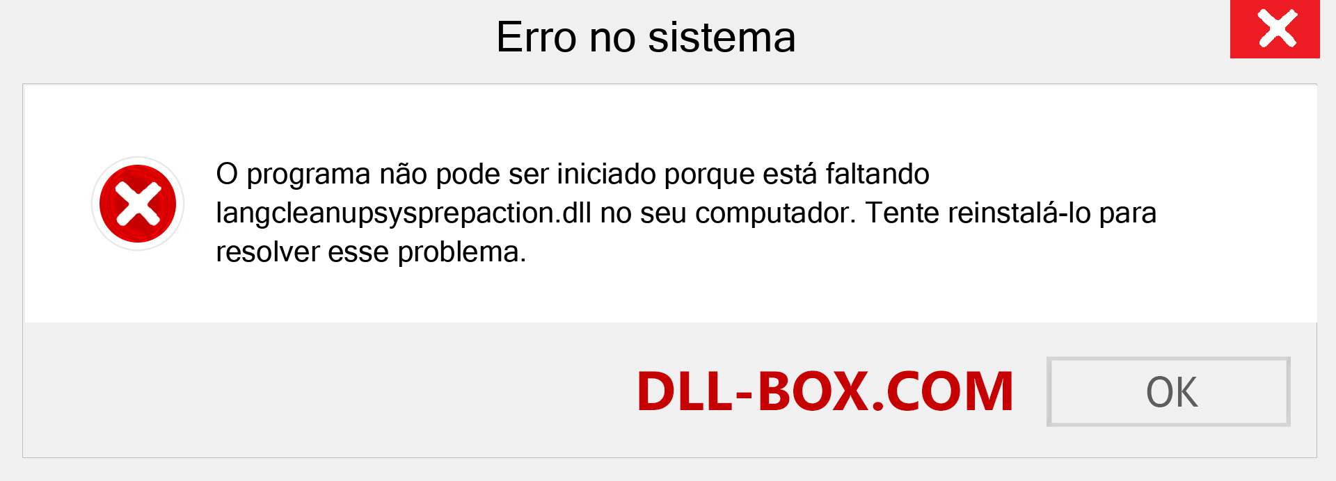 Arquivo langcleanupsysprepaction.dll ausente ?. Download para Windows 7, 8, 10 - Correção de erro ausente langcleanupsysprepaction dll no Windows, fotos, imagens