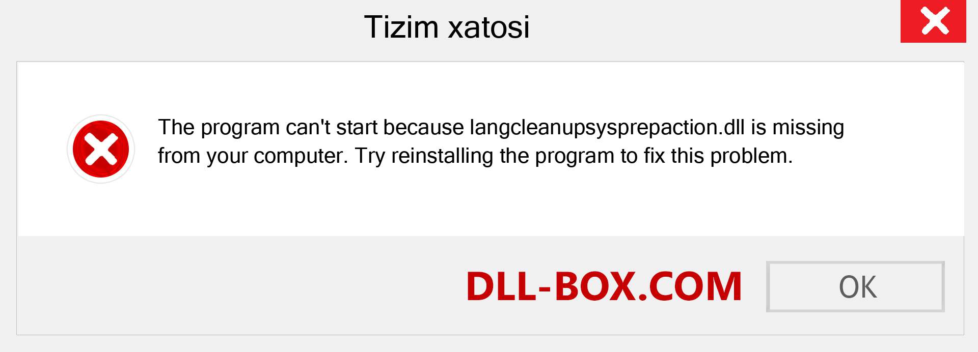 langcleanupsysprepaction.dll fayli yo'qolganmi?. Windows 7, 8, 10 uchun yuklab olish - Windowsda langcleanupsysprepaction dll etishmayotgan xatoni tuzating, rasmlar, rasmlar